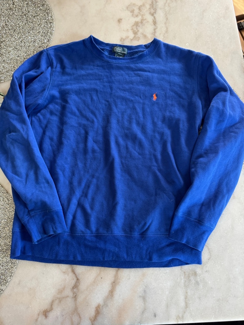 Polo by Ralph Lauren Crewneck Sweater - Bright Blue with Orange Pony